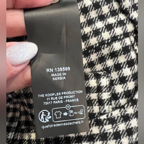 THE KOOPLES Check-Pattern Wool-Blend Trousers FR Size 36/US 4 NWT Black/White - Picture 13 of 15